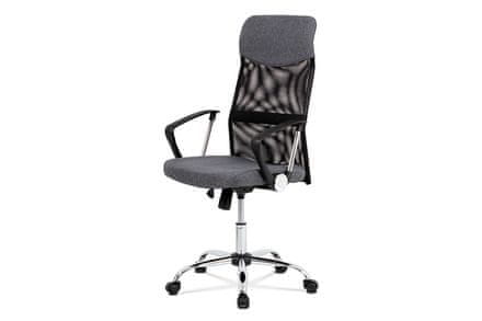 Autronic Kancelárska stolička Kancelářská židle, houpací mech., šedá látka + černá MESH, kovový kříž (KA-E301 GREY)